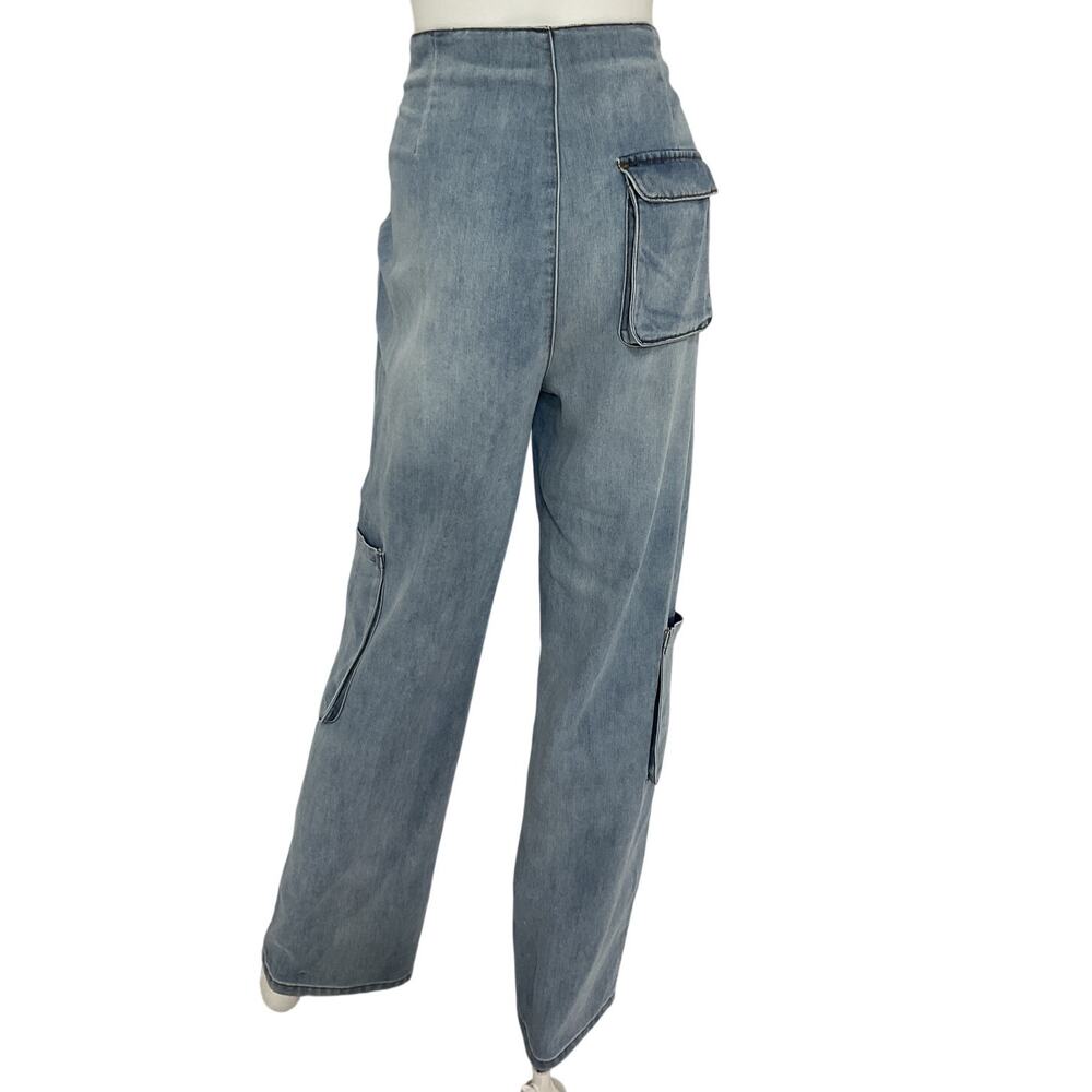 Afrm Utility Light Wash Sigmund Denim Jeans Size 27 - Picture 3 of 5